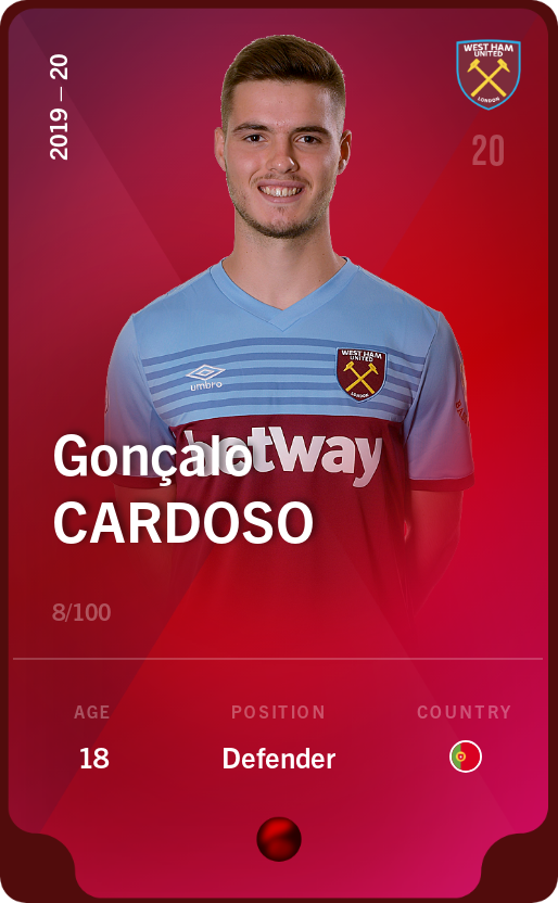 Sorare - Sorare Official - Gonçalo Cardoso 2019-20 • Rare 8/100 - NFT # 78474607175441889173714813980778634356747724604128635224620976564234473368653