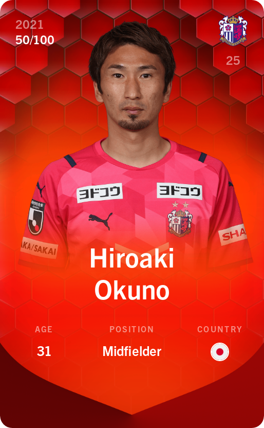 Sorare - Sorare Official - Hiroaki Okuno 2021-22 • Rare 50/100 - NFT # 104223452908523714361528857012330358074823918666207822495950855235305259518322