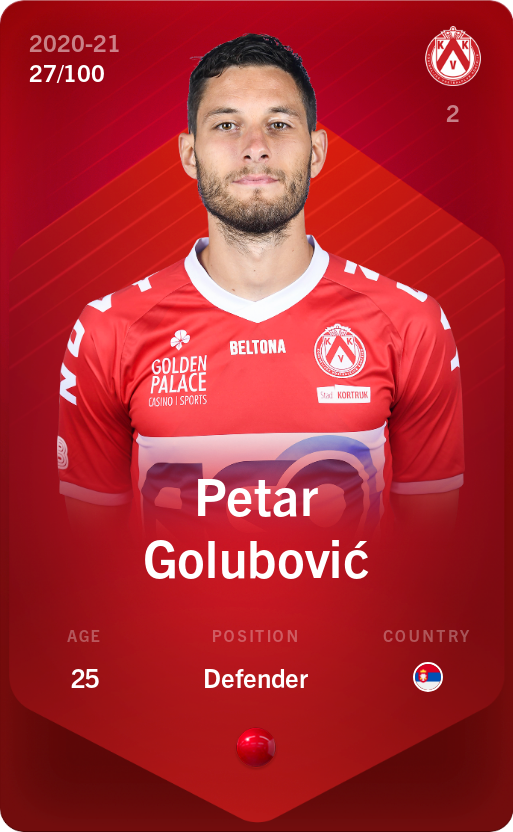 Sorare - Sorare Official - Petar Golubović 2020-21 • Rare 27/100 - NFT # 85209477196143401459158508495438863229928672008090499642138465523074311821824