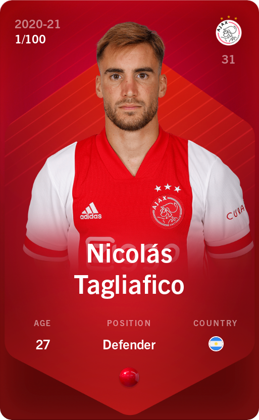Sorare - Sorare Official - Nicolás Tagliafico 2020-21 • Rare 1/100 - NFT # 29148816253390255604287923387045970940576922564244063282265754884266079716336