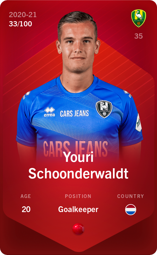 Sorare - Sorare Official - Youri Schoonderwaldt 2020-21 • Rare 33/100 - NFT # 32493355158347932427940329361064542837139879361220348953308566201678783401898