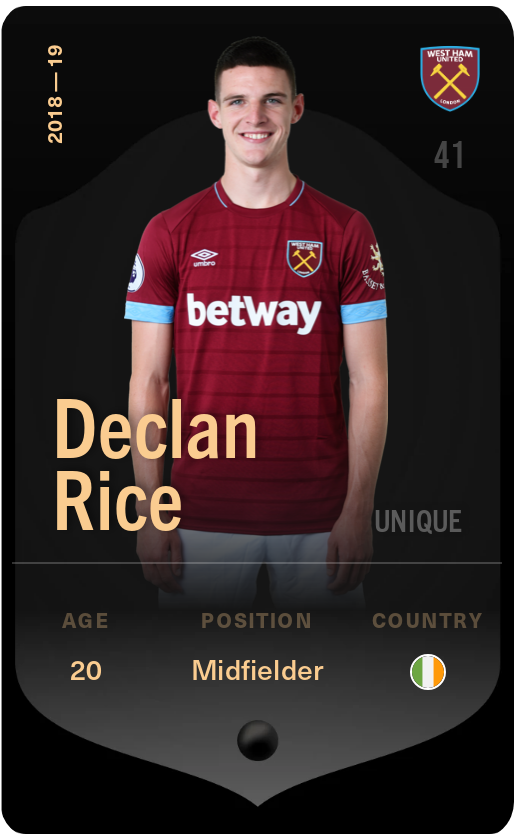 Sorare - Sorare Official - Declan Rice 2018-19 • Unique - NFT # 100824671695583722717205533894987403212248672597468021224558147792431230103403