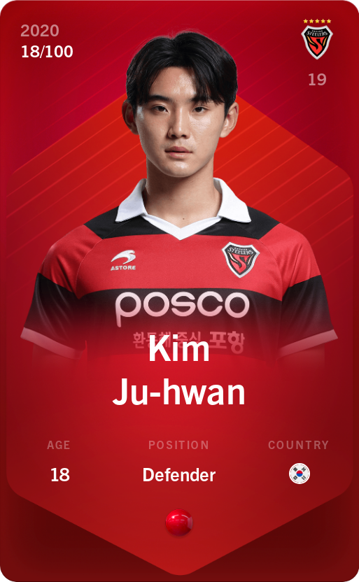 Sorare - Sorare Official - Kim Ju-hwan 2020-21 • Rare 18/100 - NFT # 75116212856085249439669865106398282228319851094647919351424596372350918120789