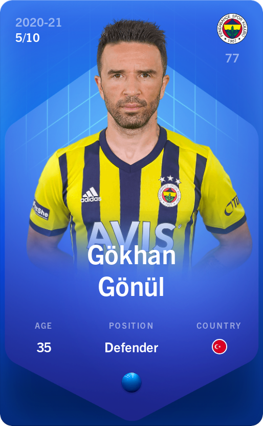 Sorare - Sorare Official - Gökhan Gönül 2020-21 • Super Rare 5/10 - NFT # 18405573558822064378126146464844826584734771933117317706299724658091918174119
