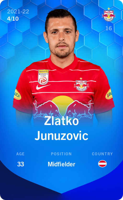 Sorare - Sorare Official - Zlatko Junuzovic 2021-22 • Super Rare 4/10 - NFT # 100962744449108754071588946285267201164728725101051721930140784622992710849818