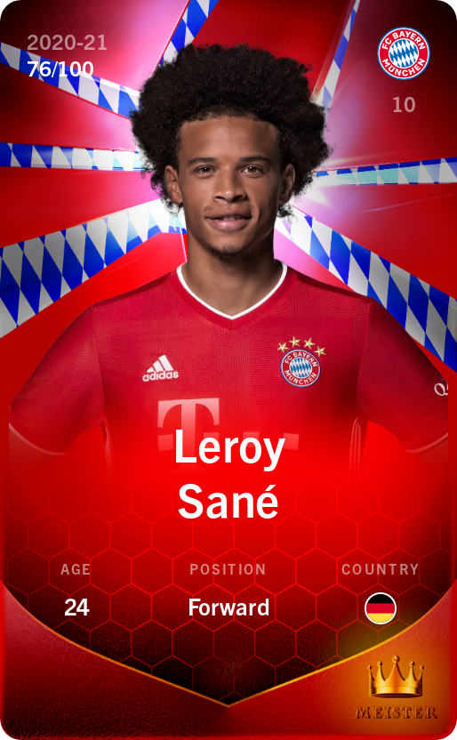 Sorare - Sorare Official - Leroy Sané 2020-21 • Rare 76/100 - NFT # 79858336166920296765248785768106864489169493509173244259482722129767171312593