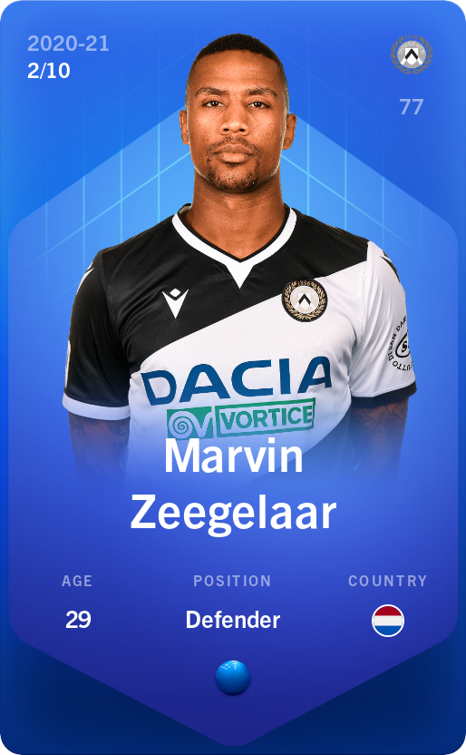 Sorare - Sorare Official - Marvin Zeegelaar 2020-21 • Super Rare 2/10 - NFT # 13841705275094337375137038765512456174829783404444339060736511991045626021193