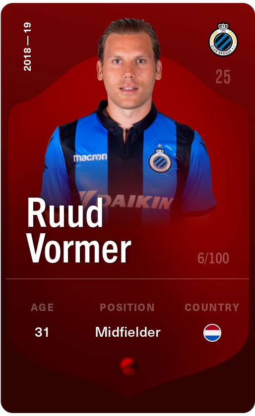 Sorare - Sorare Official - Ruud Vormer 2018-19 • Rare 6/100 - NFT # 74430025155636037916380932734262095906738815746822872487797975337861075881674