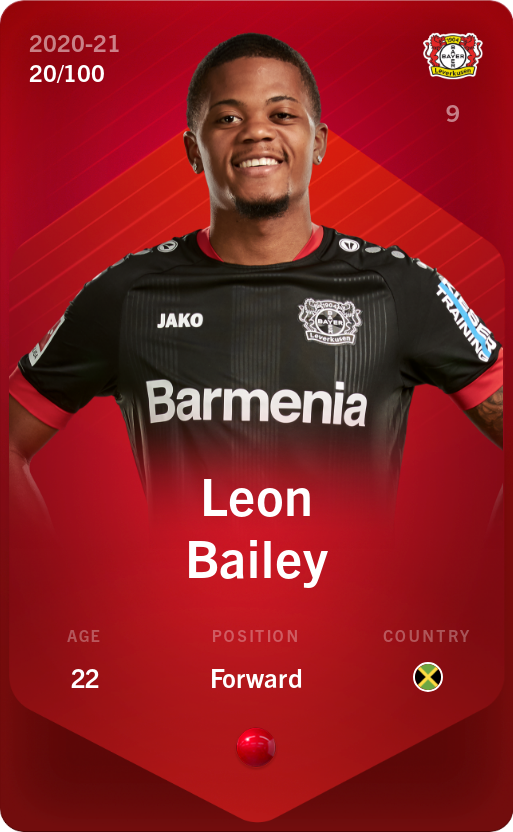 Sorare - Sorare Official - Leon Bailey 2020-21 • Rare 20/100 - NFT # 105976770777195967318125870342039480552414435332603990172372746162333768109773
