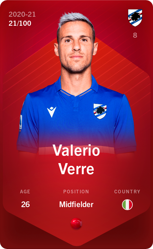 Sorare - Sorare Official - Valerio Verre 2020-21 • Rare 21/100 - NFT # 9177263174774291423154556055735896634742226144323619336649477238284021278076