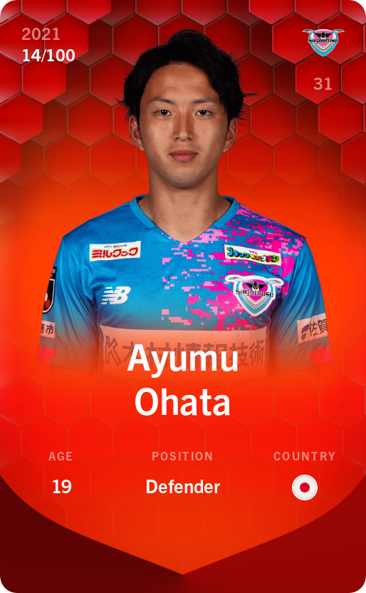 Sorare - Sorare Official - Ayumu Ohata 2021-22 • Rare 14/100 - NFT # 111467222454698887056388994712979974623375865793574308663481889438923317105203