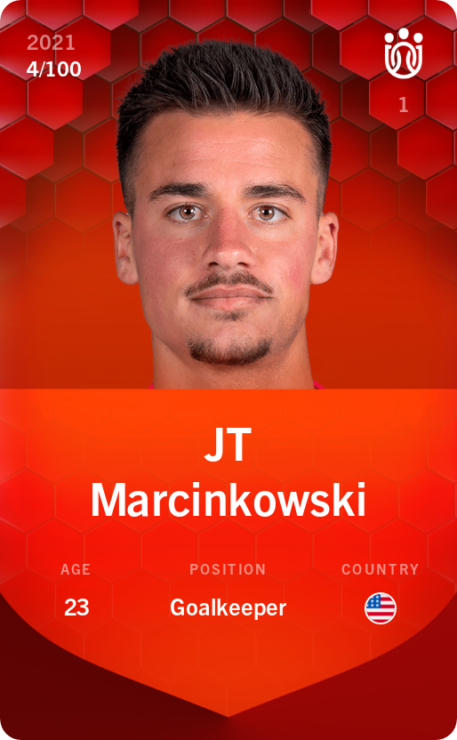 Sorare - Sorare Official - JT Marcinkowski 2021-22 • Rare 4/100 - NFT # 9865495620372065069442858303187351552423332388397237991285477859423566196743