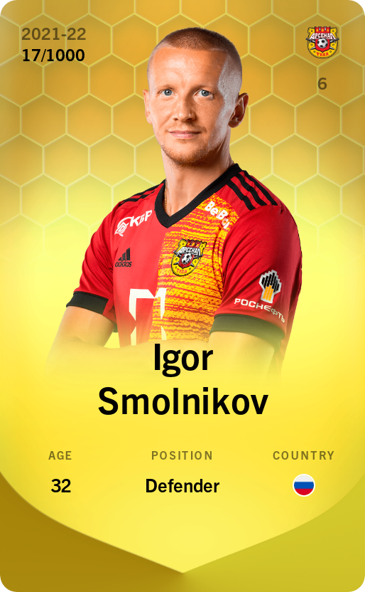 Sorare - Sorare Official - Igor Smolnikov 2021-22 • Limited 17/1000 - NFT # 41951415909423188354753783216757175544036493392980541270240406232044708866929