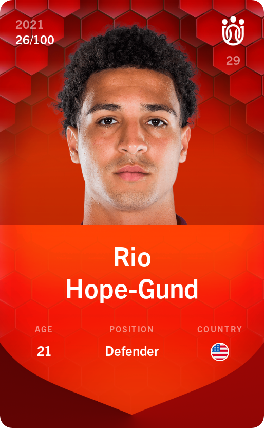 Sorare - Sorare Official - Rio Hope-Gund 2021-22 • Rare 26/100 - NFT # 73261945178703838057539513983819544345467432197367600394862595935981807454607