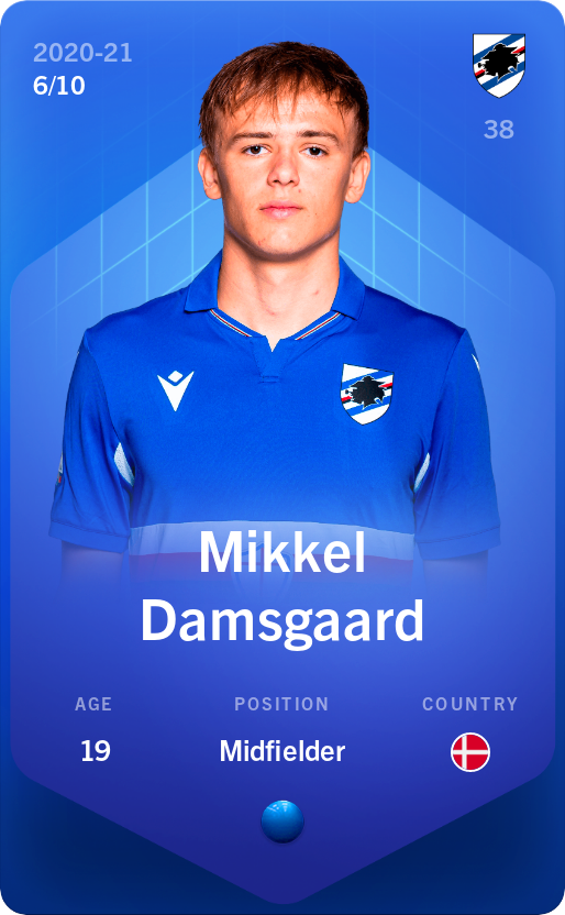 Sorare - Sorare Official - Mikkel Damsgaard 2020-21 • Super Rare 6/10 - NFT # 6617520336290175145565294200150219508382030381264526752780308696468021570077