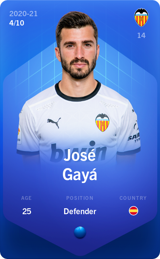 Sorare - Sorare Official - José Gayá 2020-21 • Super Rare 4/10 - NFT # 77017312374562520683872303888570188327346953950868191311321492231477874554246
