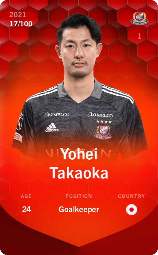 Sorare - Sorare Official - Yohei Takaoka 2021-22 • Rare 17/100 - NFT # 83475274979853187910224767661279588292869287319784703726699344166514907594652