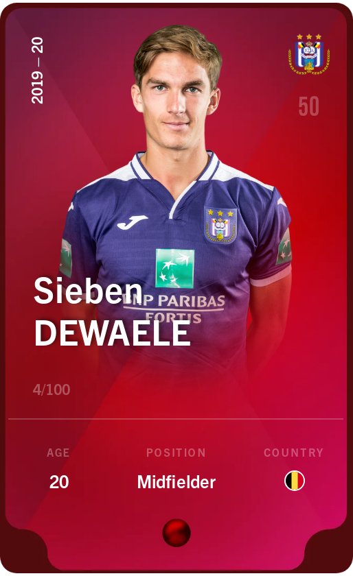 Sorare - Sorare Official - Sieben Dewaele 2019-20 • Rare 4/100 - NFT # 54136906838374766799734423266268023604124952365055177612608405764878387036224
