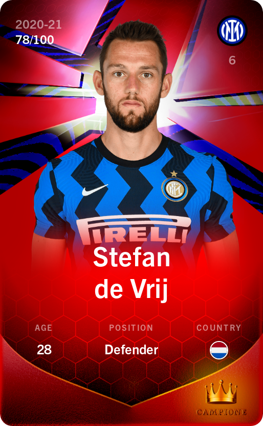 Sorare - Sorare Official - Stefan de Vrij 2020-21 • Rare 78/100 - NFT # 76298712511589353683325380576787466808972457933249333616978665981717273434145