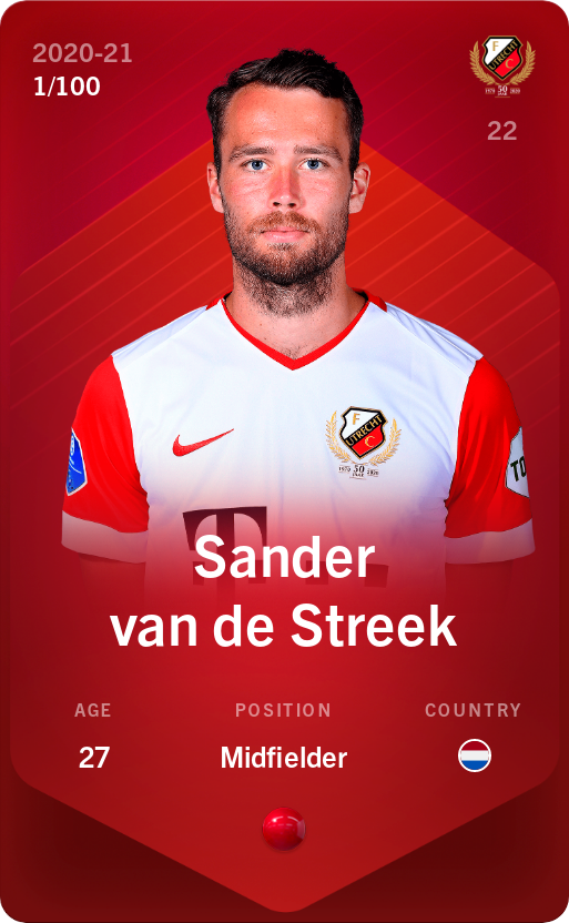 Sorare - Sorare Official - Sander van de Streek 2020-21 • Rare 1/100 - NFT # 83175818577938984926608975806757511317955499267858357184743993520034225099313