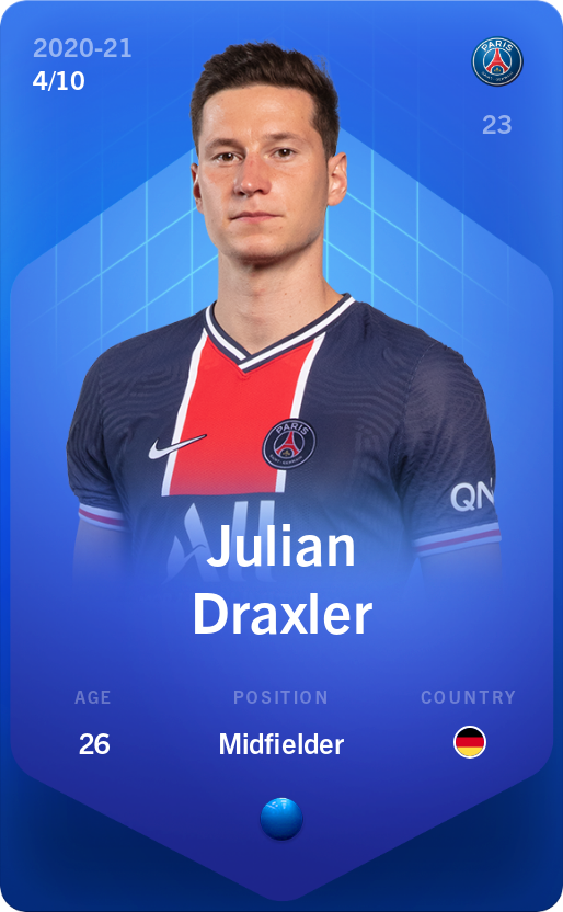 Sorare - Sorare Official - Julian Draxler 2020-21 • Super Rare 4/10 - NFT # 80001856030035898268657692864286940587245759442125998923847446152019352116045