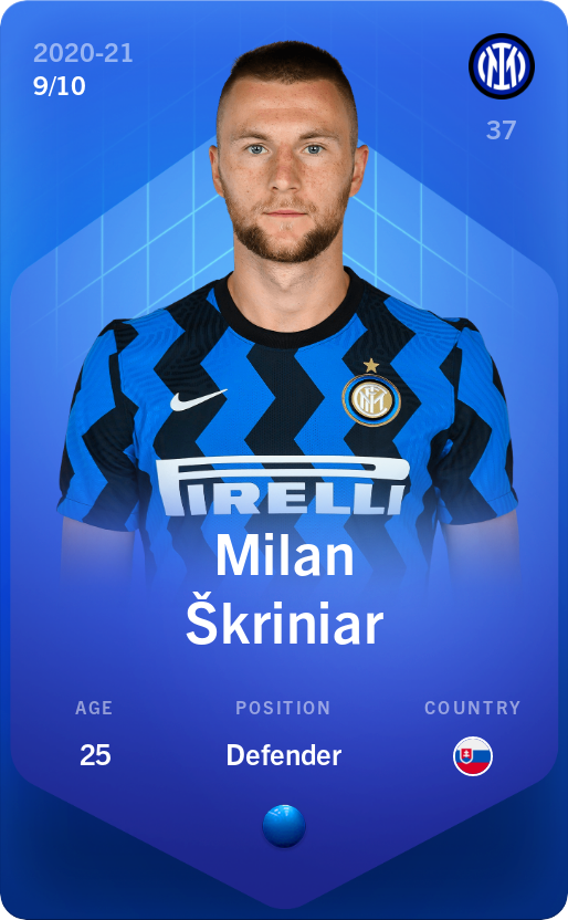 Sorare - Sorare Official - Milan Škriniar 2020-21 • Super Rare 9/10 - NFT # 90295918100034360907650625593632722389309221031363054153150998959758778895402