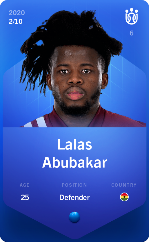Sorare - Sorare Official - Lalas Abubakar 2020-21 • Super Rare 2/10 - NFT # 7348168053962596345624395638575103317875025511855091360787120907387274135015