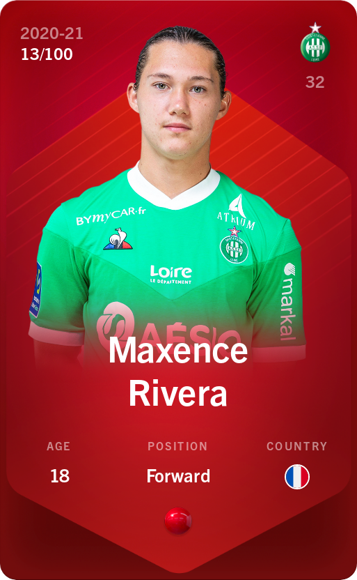 Sorare - Sorare Official - Maxence Rivera 2020-21 • Rare 13/100 - NFT # 75687985575582714358991798538799011913687640622488029160439878893427945911003