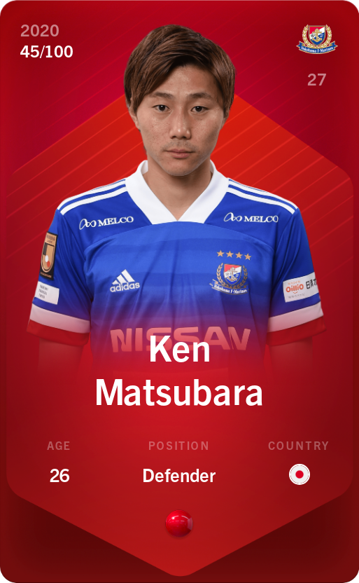 Sorare - Sorare Official - Ken Matsubara 2020-21 • Rare 45/100 - NFT # 108604626262943543933046790285548235581234068097781691577222437505537951256419