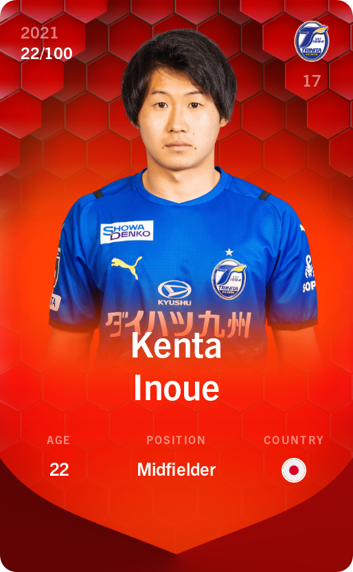 Sorare - Sorare Official - Kenta Inoue 2021-22 • Rare 22/100 - NFT # 202598766817854927038929598062876237907800241108153866985719104345569911899