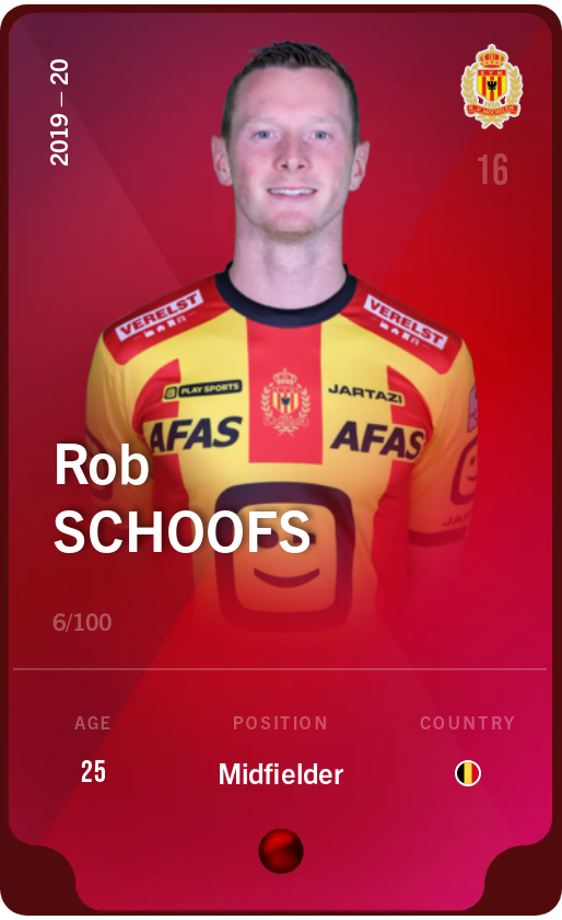 Sorare - Sorare Official - Rob Schoofs 2019-20 • Rare 6/100 - NFT # 2177048064335696061967202346941079574152435382917572988405469526622009953765