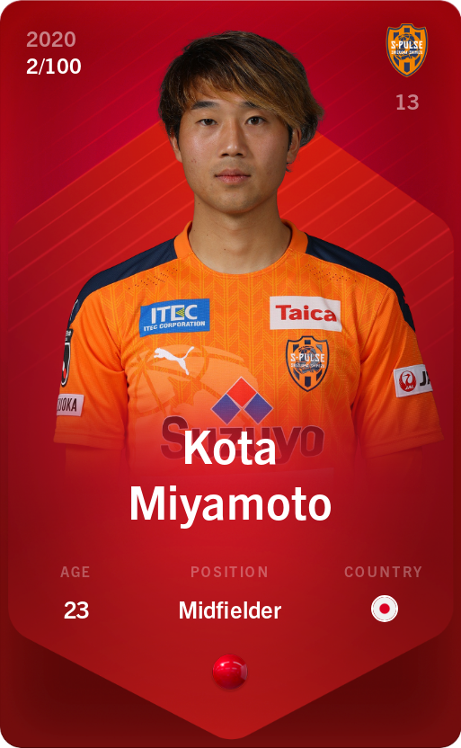 Sorare - Sorare Official - Kota Miyamoto 2020-21 • Rare 2/100 - NFT # 44823395442534208572477137489697807712466994094127024479518024703654712324827