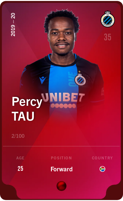 Sorare - Sorare Official - Percy Tau 2019-20 • Rare 2/100 - NFT # 106277407623862793841081198464746600045507596270882456702447447008282355213827