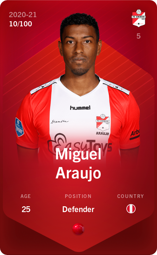Sorare - Sorare Official - Miguel Araujo 2020-21 • Rare 10/100 - NFT # 38863526033523768850635988776337356304149824990288076419784511368563988286286