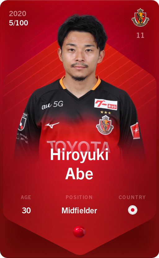 Sorare - Sorare Official - Hiroyuki Abe 2020-21 • Rare 5/100 - NFT # 33176163796249992327711789526389890086894955975158771181386692269656078792732