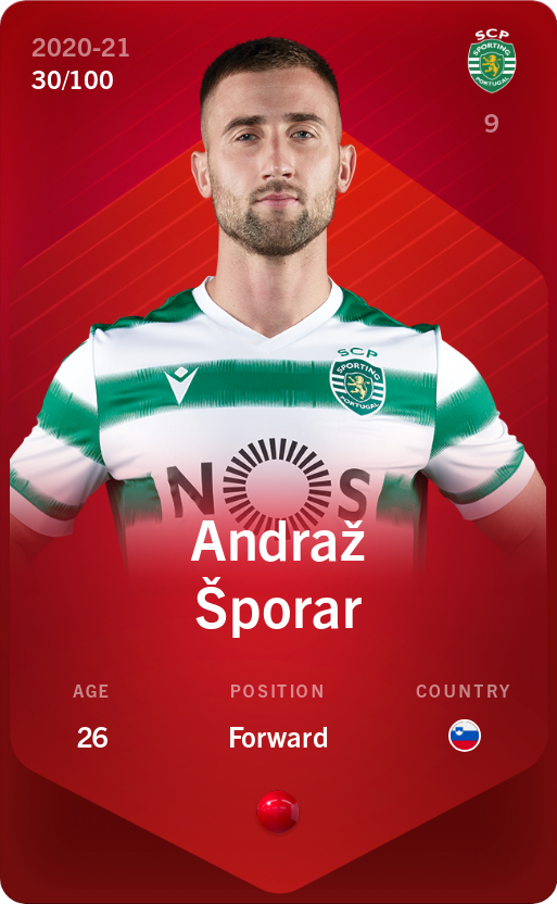Sorare - Sorare Official - Andraž Šporar 2020-21 • Rare 30/100 - NFT # 115144762505692542630742012630652037551052621710831600470193711904171860181161