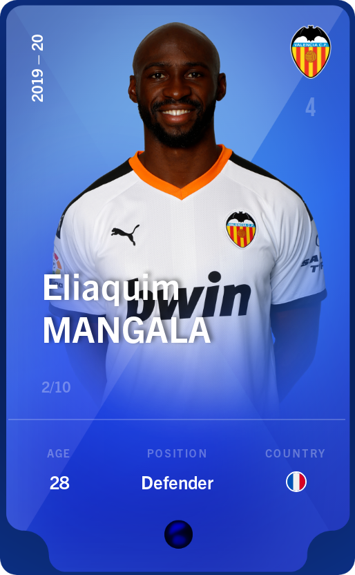 Sorare - Sorare Official - Eliaquim Mangala 2019-20 • Super Rare 2/10 - NFT # 64490440167159491329341138958940159219833646013104047558889535881862585526436