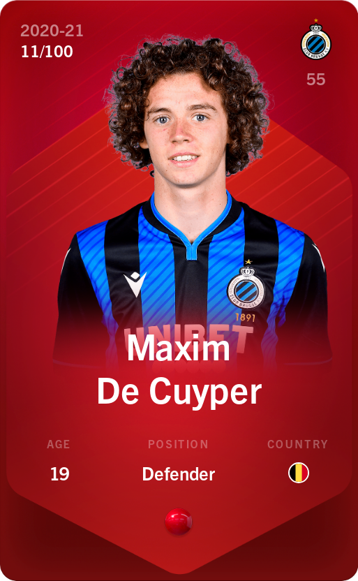 Sorare - Sorare Official - Maxim De Cuyper 2020-21 • Rare 11/100 - NFT # 2850426928582913878705844513184376326365483658765820969145773494953082072197