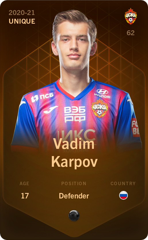 Sorare - Sorare Official - Vadim Karpov 2020-21 • Unique - NFT # 7819628199725434131390697509464679996074682299892508002148571074550811267581