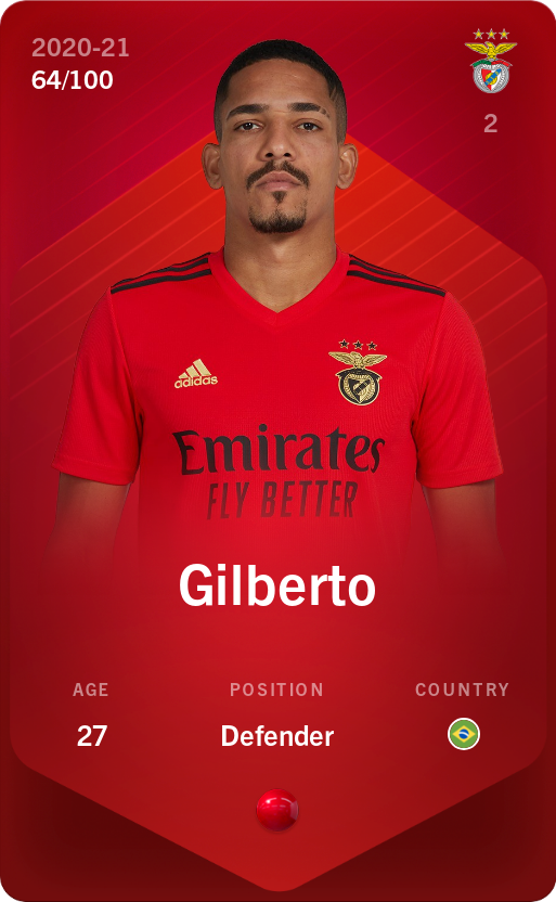 Sorare - Sorare Official - Gilberto 2020-21 • Rare 64/100 - NFT # 27349145469280676234472692029505013038741810382059933026065683287219446863353