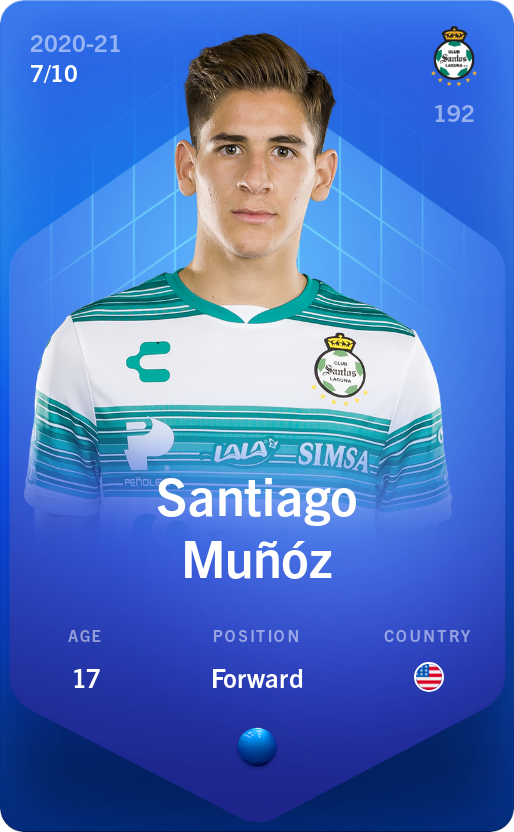 Sorare - Sorare Official - Santiago Muñóz 2020-21 • Super Rare 7/10 - NFT # 109009109473906381550945212523960870638718988228114438082587288172381589559582