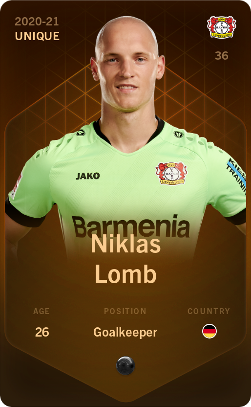 Sorare - Sorare Official - Niklas Lomb 2020-21 • Unique - NFT # 15832740334791013403902505329196750831596188020982385457220485799241112229138