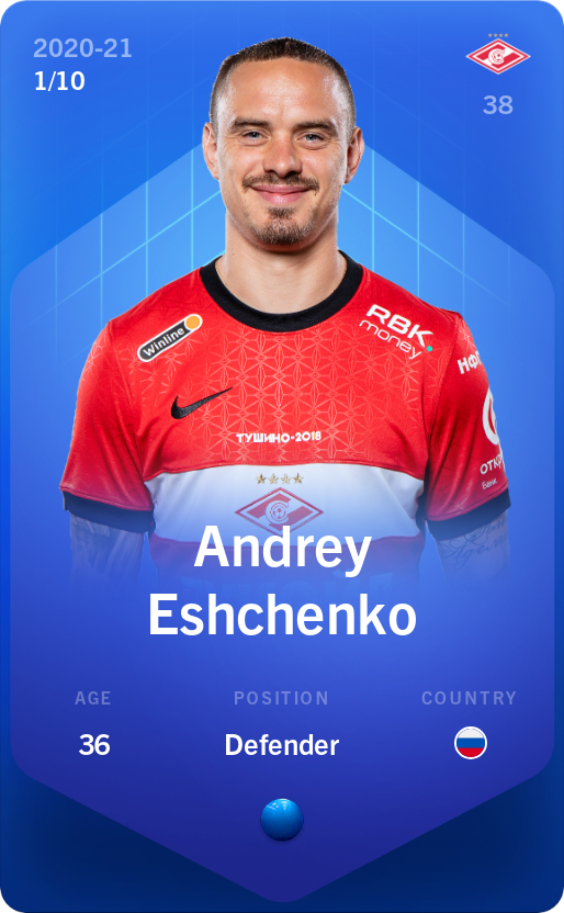 Sorare - Sorare Official - Andrey Eshchenko 2020-21 • Super Rare 1/10 - NFT # 41033364976495850500747478665896021993345290215997496352791349230447940652833