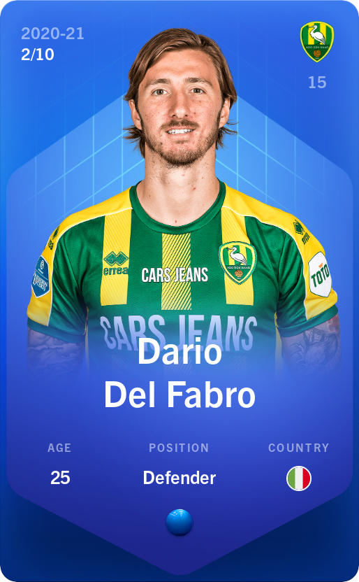 Sorare - Sorare Official - Dario Del Fabro 2020-21 • Super Rare 2/10 - NFT # 46056742371383354389395595481486336840422188584937536115189999732938624946475