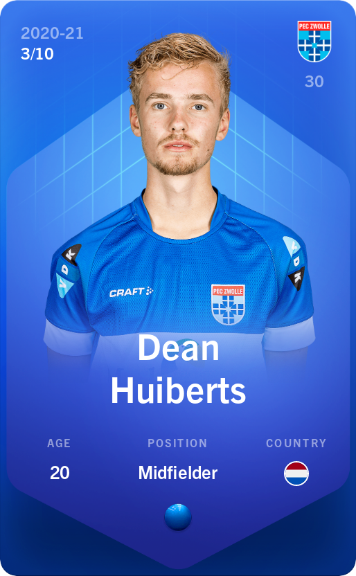 Sorare - Sorare Official - Dean Huiberts 2020-21 • Super Rare 3/10 - NFT # 36598580361406607247034242897083690628085140921487088381972340288467342119187