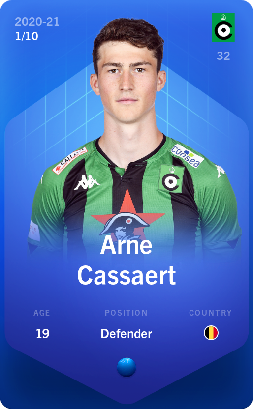Sorare - Sorare Official - Arne Cassaert 2020-21 • Super Rare 1/10 - NFT # 63727065232030188617236096050126078852124549998141279195647186756751801890410