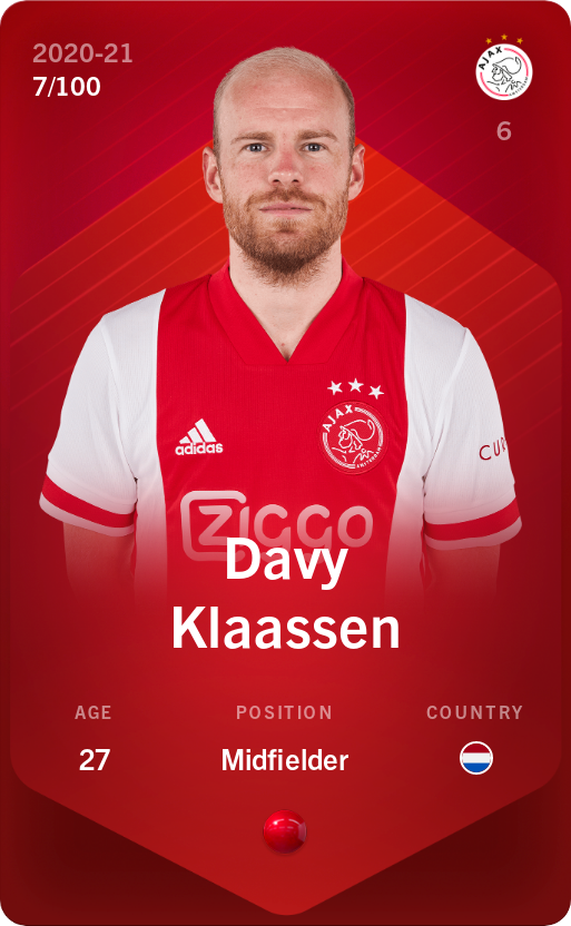 Sorare - Sorare Official - Davy Klaassen 2020-21 • Rare 7/100 - NFT # 56822305569819230442978320310851782537994707461459549685272879977006503331422