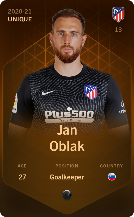 Sorare - Sorare Official - Jan Oblak 2020-21 • Unique - NFT # 112531913837464931574916645679537209882023998222887716880440797222809606532700