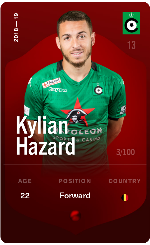 Sorare - Sorare Official - Kylian Hazard 2018-19 • Rare 3/100 - NFT # 84593959285158997195177388689870037526731539864898172762164241116592092898037