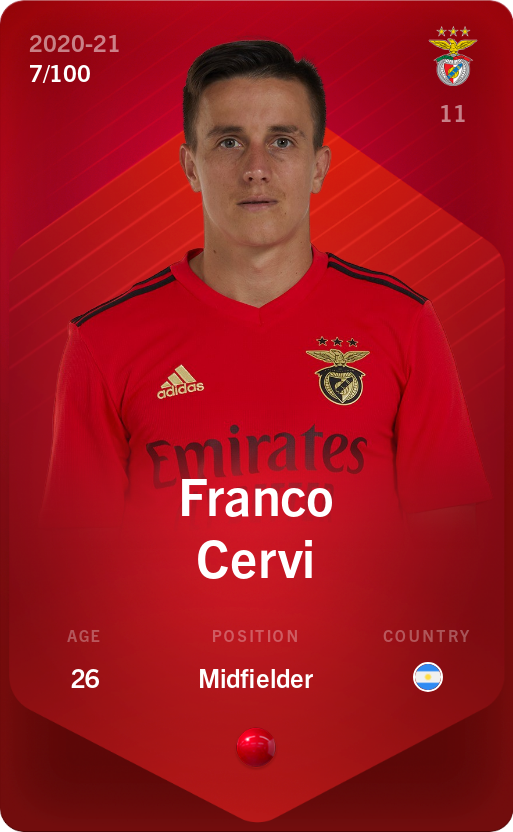 Sorare - Sorare Official - Franco Cervi 2020-21 • Rare 7/100 - NFT # 86365372007259645607616537681168262158180891267252369847225326760366490232948
